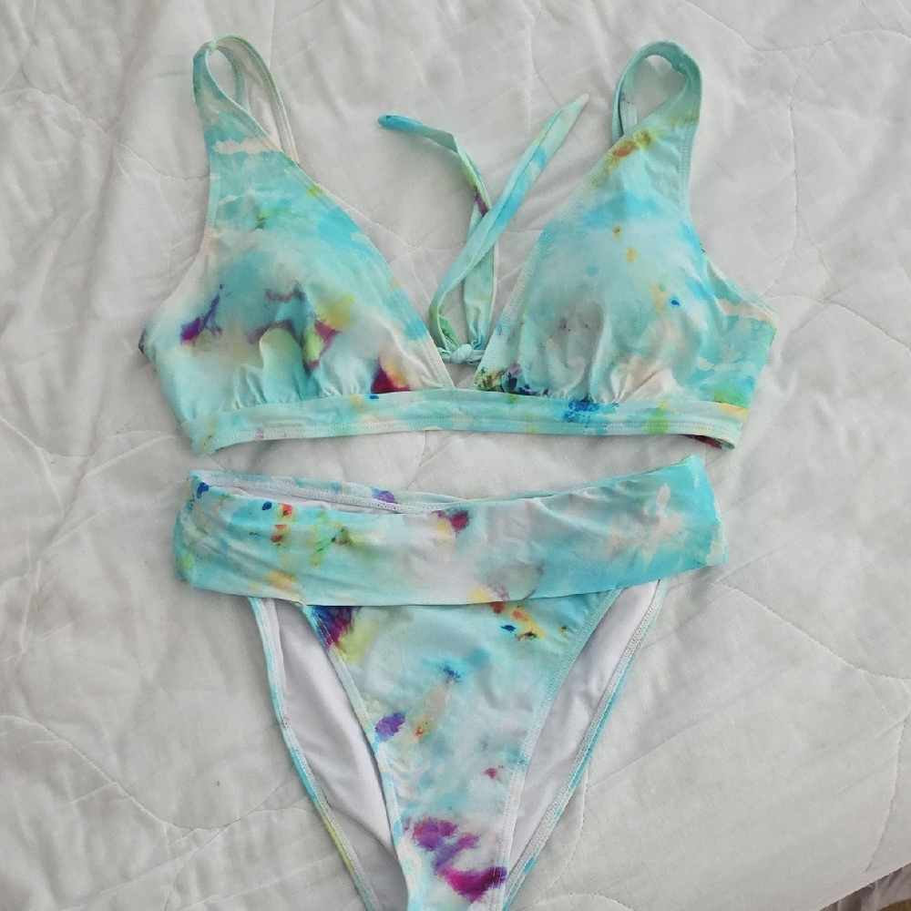 Blushing Brunette Turquoise High Waisted Women's Bikini